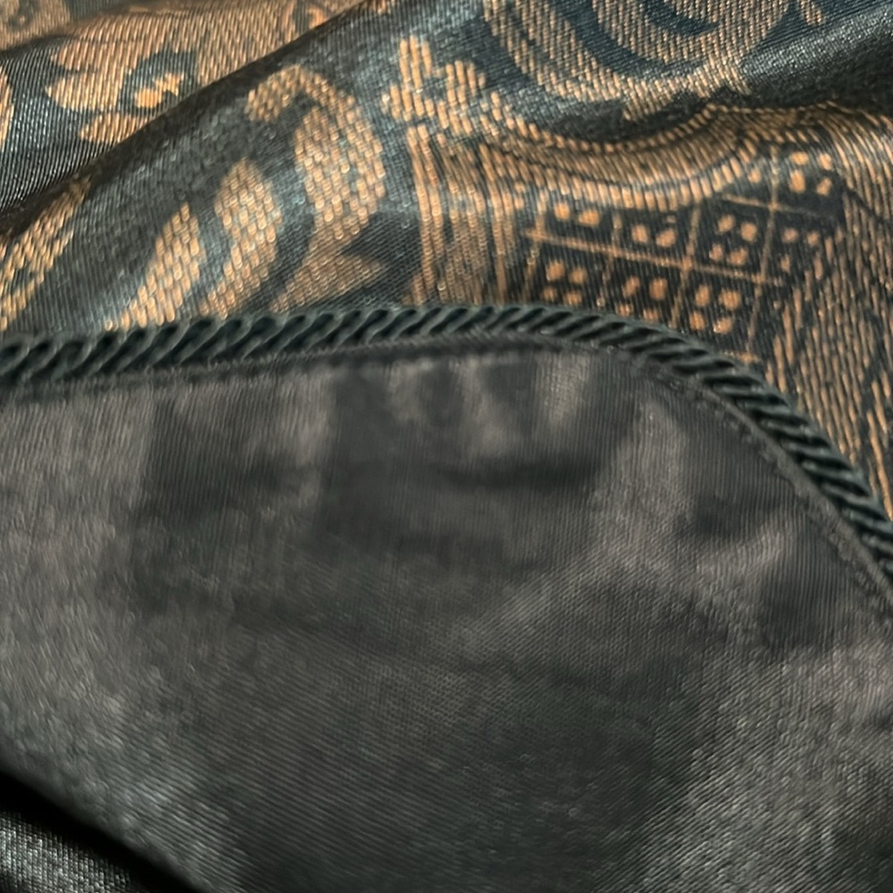 Victoria’s Secret Vintage Satin 2 Piece Pajamas Green Gold Jaquard Print - Picture 8 of 8